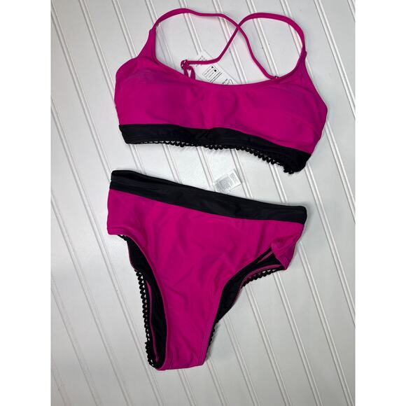 NWT Cupshe Bikini Set Two Piece Swimsuit Fuchsia & Black Green BUNDLE Size S - Picture 5 of 6